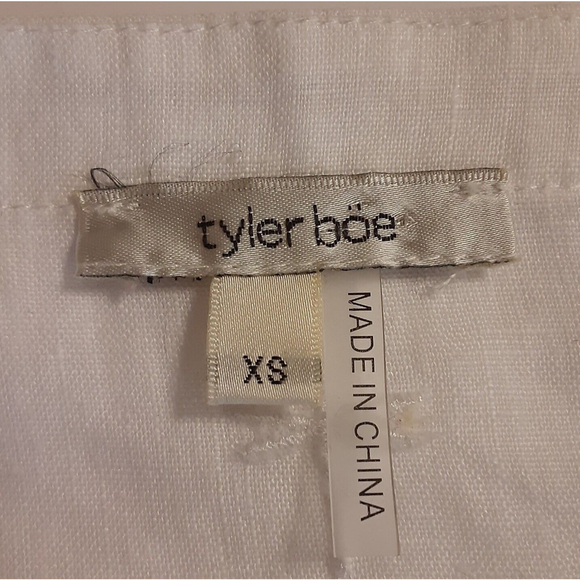 Tyler Boe Size XS White/Black Color Block 100% Linen Boxy Blouse - Picture 6 of 8